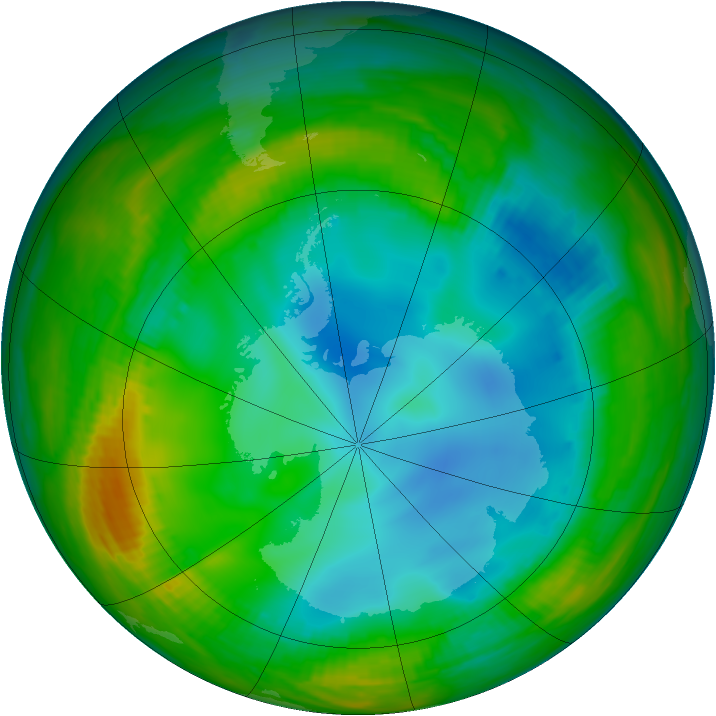 Antarctic ozone map for 19 July 1998